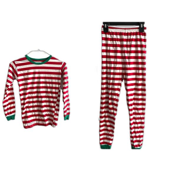 Shelry Red Stripe Christmas Pajama Set 12 Years Long Sleeve Pants Holiday Green - Picture 1 of 10